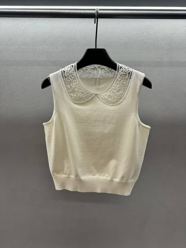 2680 Spring And Summer Celin*E Lace Collar Knitted Vest High-Density Imported