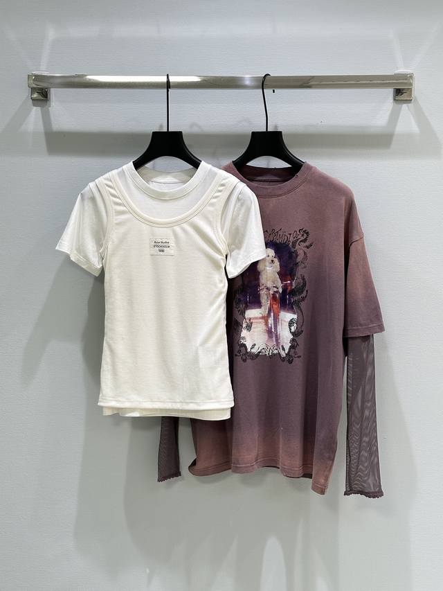 25Ss Early Spring New Gradient Purple Fake Two-Piece T-Shirt. I Have Been Loo