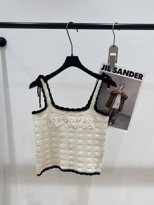 celin* 2025 Summer New Knitted Camisole Official Website On Sale With Crochet