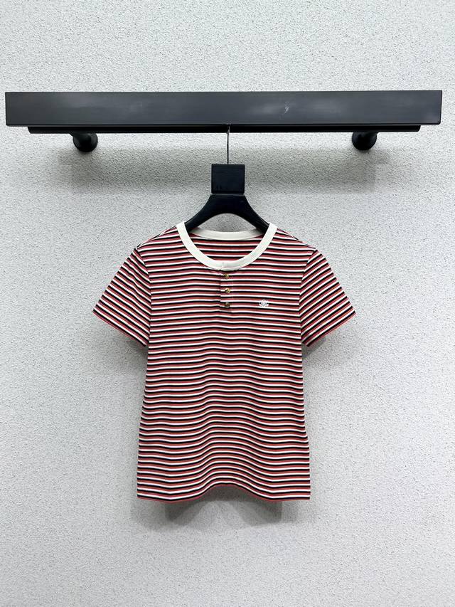 ce* Striped Short-Sleeved T-Shirt Tops Are Fashionable, Low-Key, Elegant And
