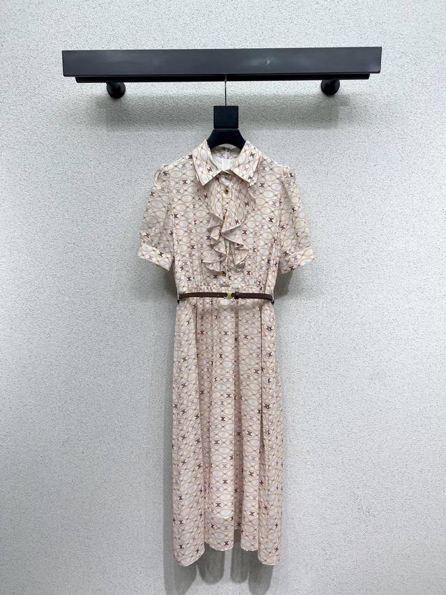 ce*Logo Print Dress With Small Floral Patterns, Fashionable, Low-Key, Elegant