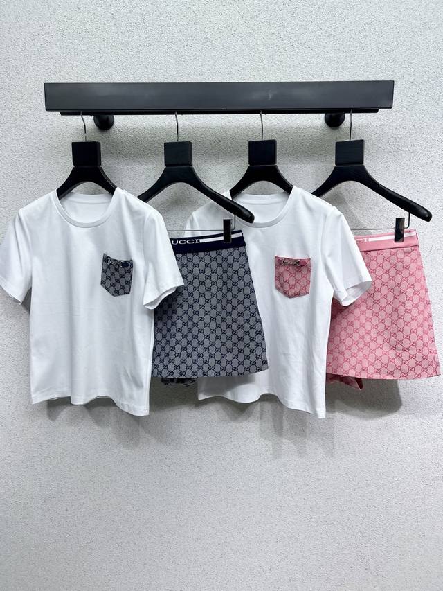 g Short-Sleeved T-Shirt + Old Flower Shorts Skirt Set Very Unique Taste And P
