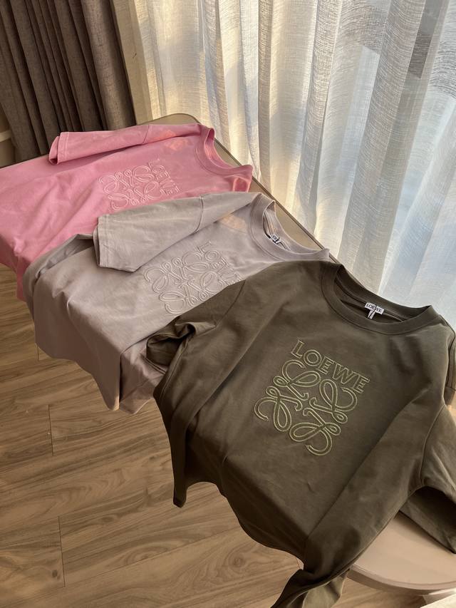 loewe Embroidered T-Shirt Pieces Colors Pink Gray Olive Green Size Sml