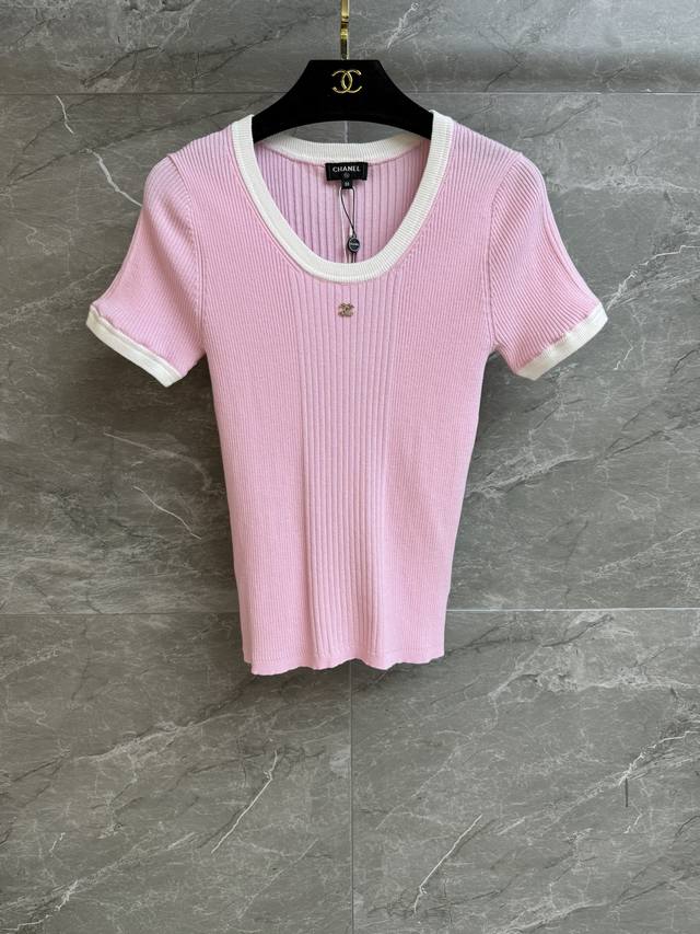 New Summer Styles Are Out Xiangjia Contrasting Knitted Short Sleeves 2025 Summer