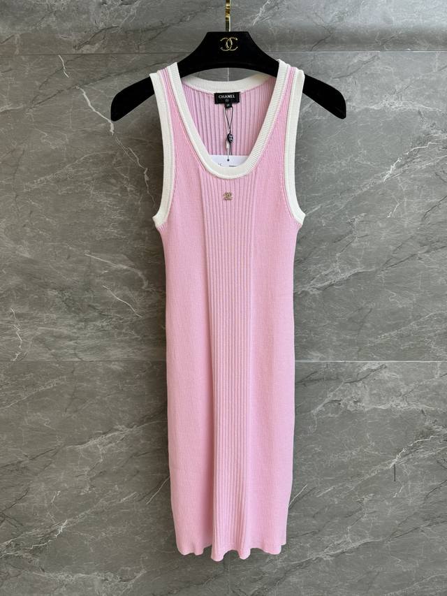 New Summer Styles Are Out Xiangjia Pink Striped Vest Dress 2025 Summer Beach Ser
