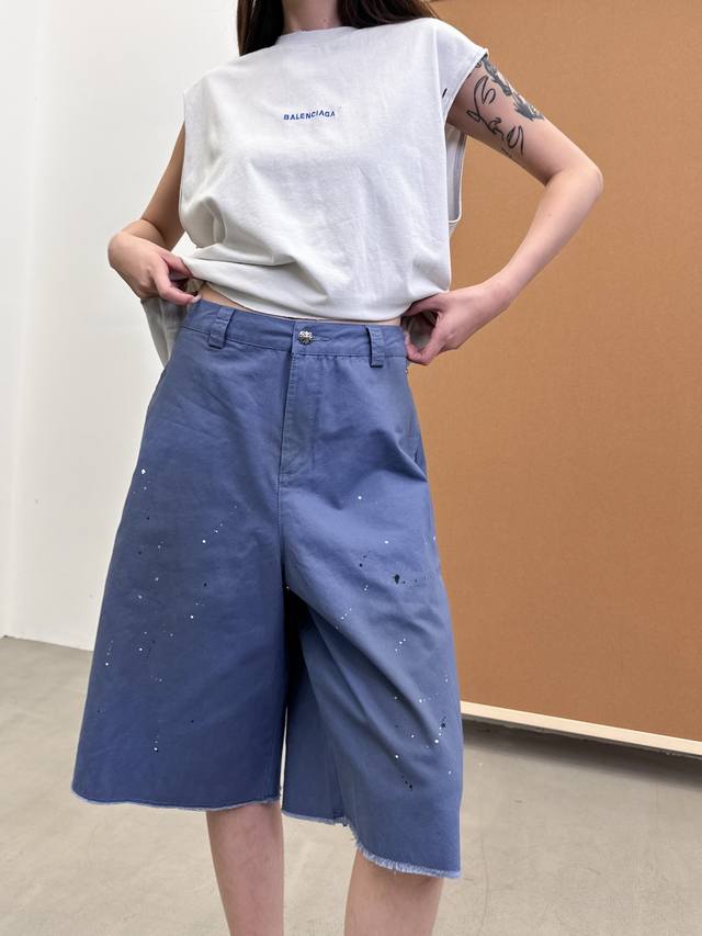 Chrome Hearts New Casual Shorts Ready-To-Wear Washed Raw Edge Workmanship Plus S