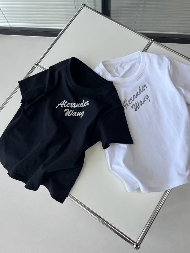 aw* Alexander Wang Logo Hot Diamond T-Shirt Small Version Shows The Proportio