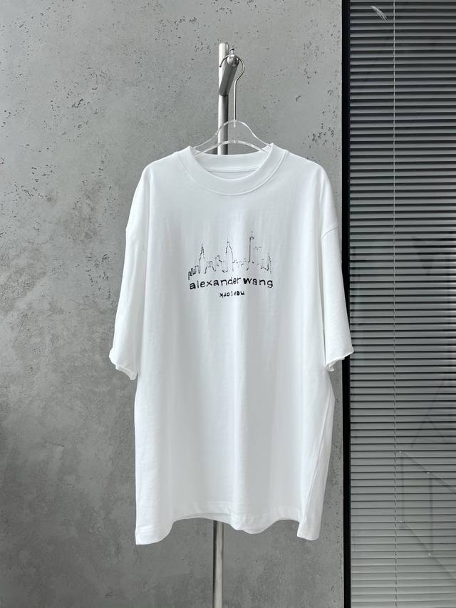 aw* Dawang's New Summer Style Castle Sketch Print Sketch Castle Logo Short-Sl
