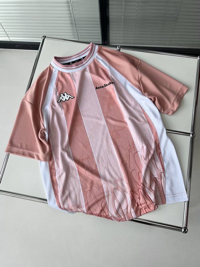 acnekapa* Joint Splicing Sports Tee The Body Fabric Is Made Of Flash Plain Fa