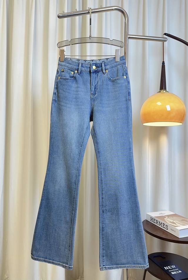 lou**New Style Back Printed Logo Jeans With Flared Pants Customized Four-Side