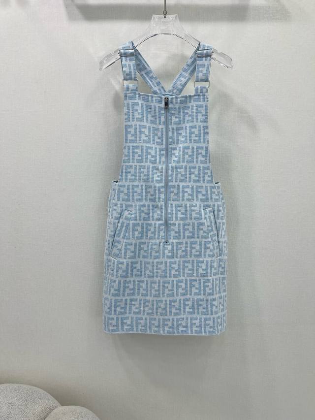 fend* 25 New Denim Jacquard Vest Suspender Dress Custom Yb Double F Jacquard