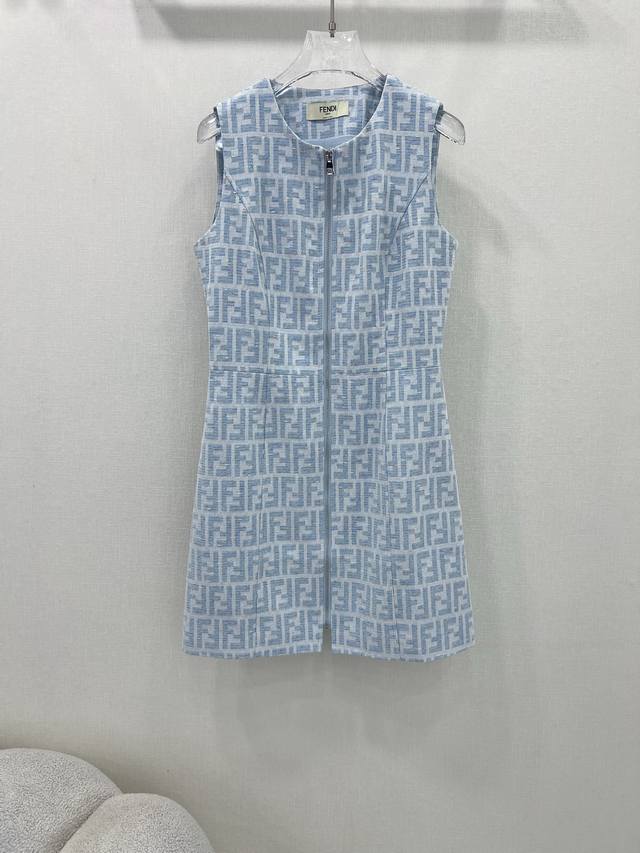 fend* 25 New Denim Jacquard Vest Dress Customized Yb Double F Jacquard Denim