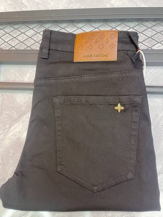 Classic Big Brand Lv Jeans Trousers Men's Brand Clothing Simple And Stylish Slim