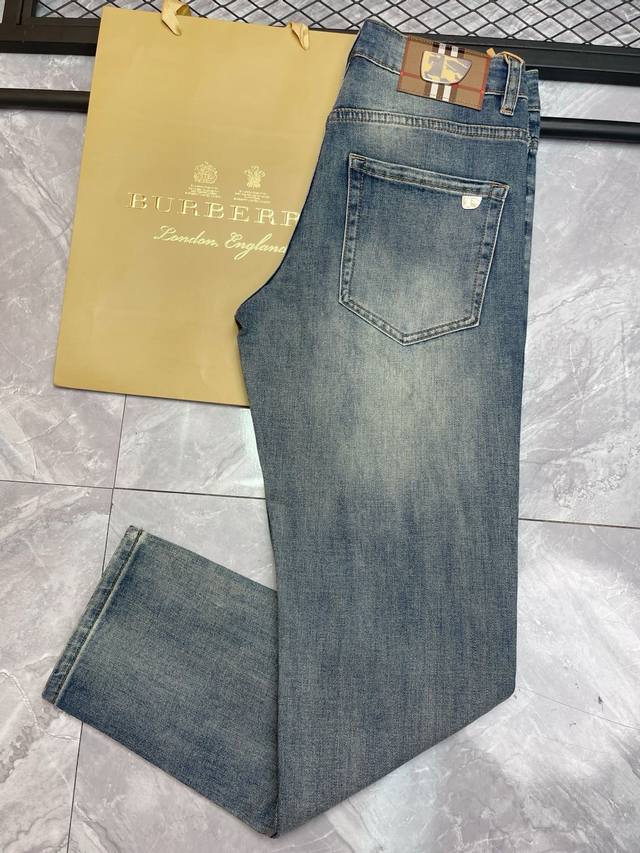 Classic Big Brand Burberry Jeans Trousers Men's Brand Clothing Simple And Stylis