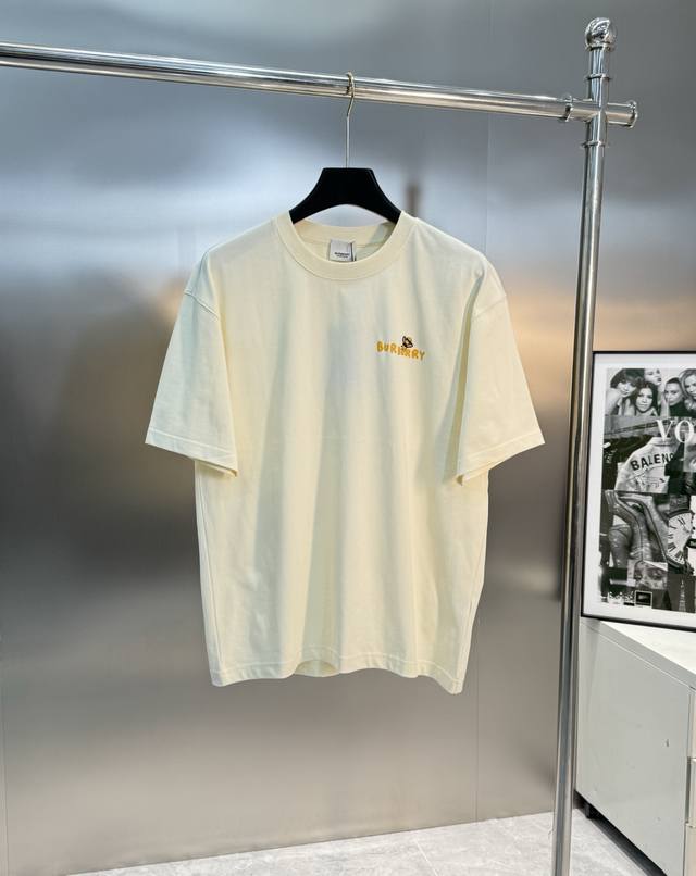 bbr**25S New Round Neck T-Shirt For Men And Women. Cartoon Letter Pattern On