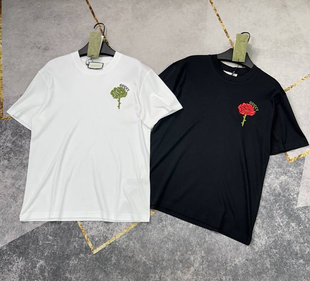 Pure Original 25Ss Latest Gucci Embroidered T-Shirt Original Custom High-Weight