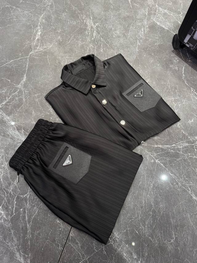 prada 25Ss Spring And Summer New Product Suit Men's Solid Basic Silk Acetate