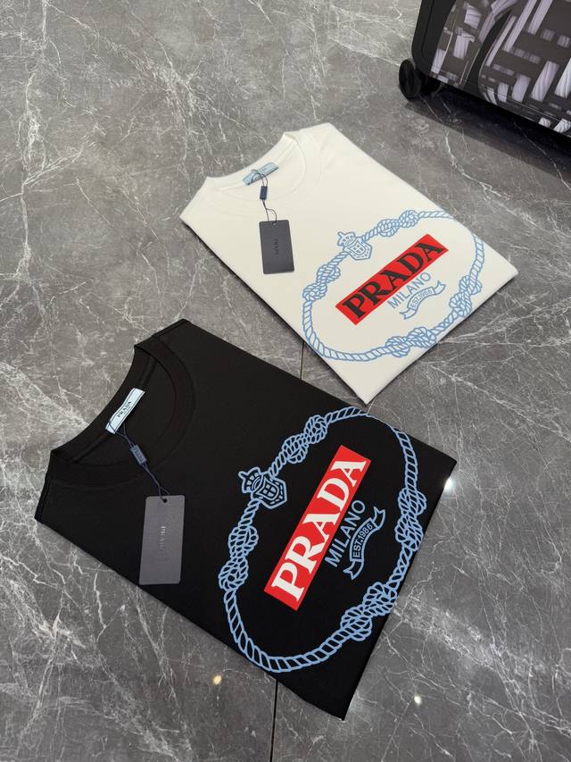 Short Sleeves Prada 25Ss Spring And Summer Men's Round Neck Short Sleeves Are Ma