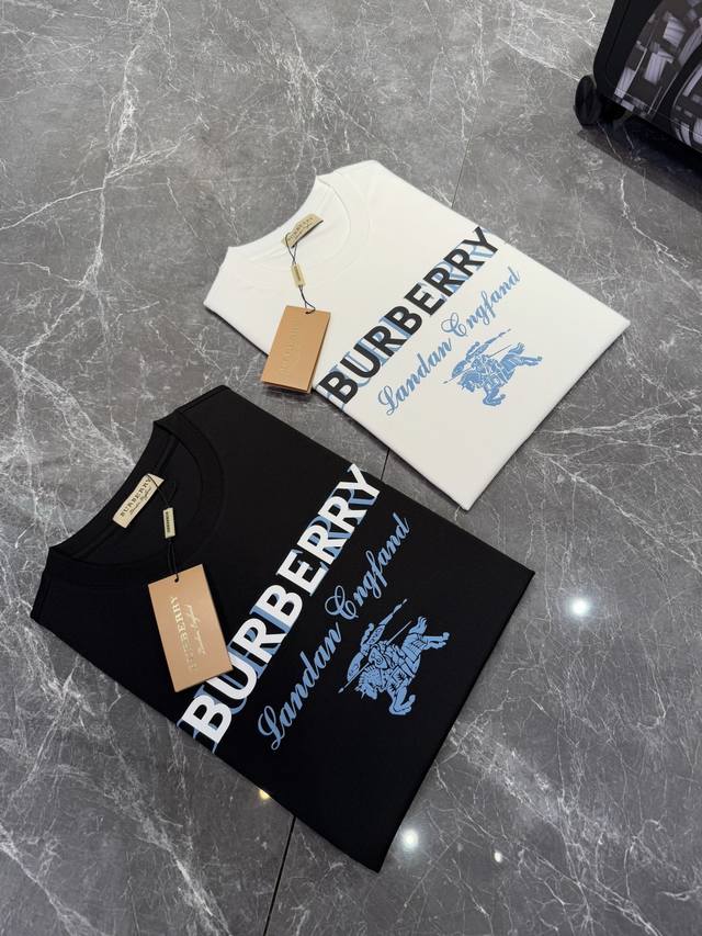 bbr 25Ss New Short-Sleeved T-Shirt Classic War Horse Classic Burberry Letters