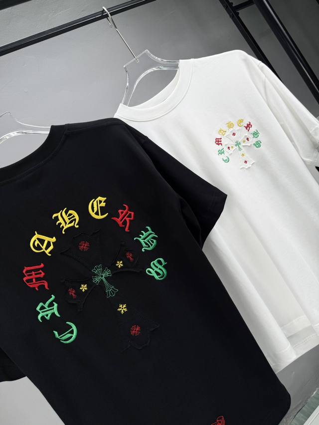 chrome Hearts 25Ss Summer New T-Shirt Logo Colorful Embroidery + Patch Embroi