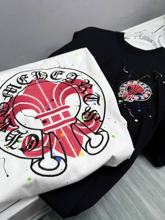 chrome Hearts 25Ss Summer New T-Shirt Logo 10,000 Stitches Embroidery + Slurr