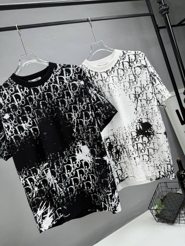 dior 2025 Summer New T-Shirt With Full-Body Gradient Small Logo Customized Fa