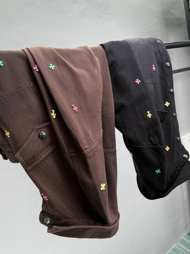 chrome Hearts 25Ss Shirt Jacket Classic Black Coffee Color Wash + Spray Monke