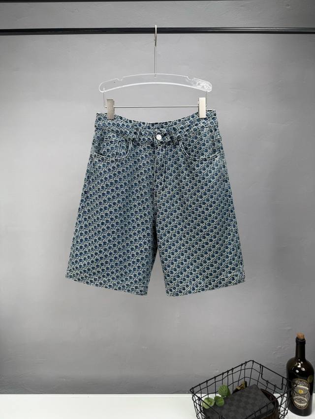 dior 35Ss Fully Printed Jacquard Denim Short-Sleeved Heavy Wash Feels Soft Tr