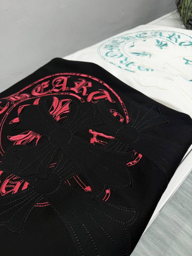 chrome Hearts 25Ss Summer New T-Shirt Front And Back Rose Red Print Patch Emb