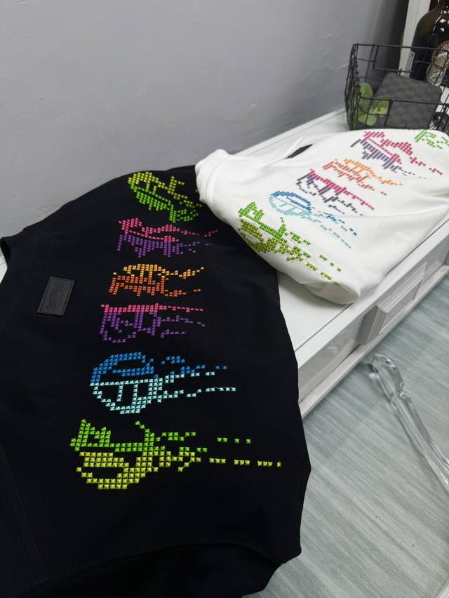chrome Hearts 25Ss Summer New T-Shirt Front And Back Colorful Pearl Letters E