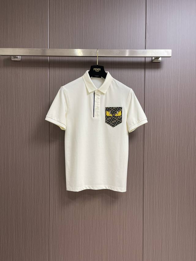 fendi Spring And Summer Business Casual Polo Shirt Made Of Korean Ice Silk Cu