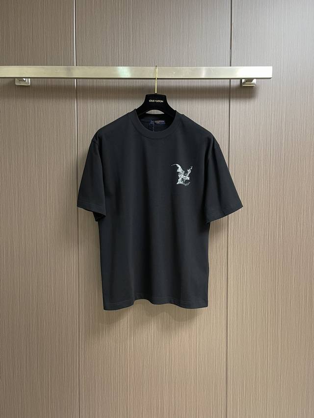 lv 2025Fw Early Spring New Graffiti Embroidery Short-Sleeved T-Shirt Customiz