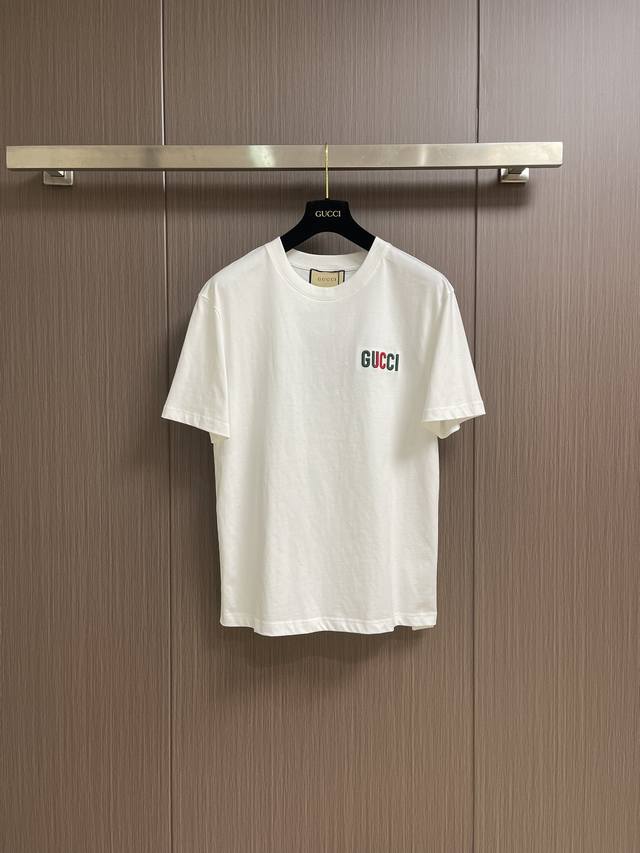 gucci 2025Fw Embroidered Logo Patch Short-Sleeved T-Shirt Is Made Of Pure Cot