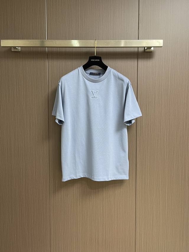 lv Logo Embossed Short-Sleeved T-Shirt Custom Original Version Tight Double Y