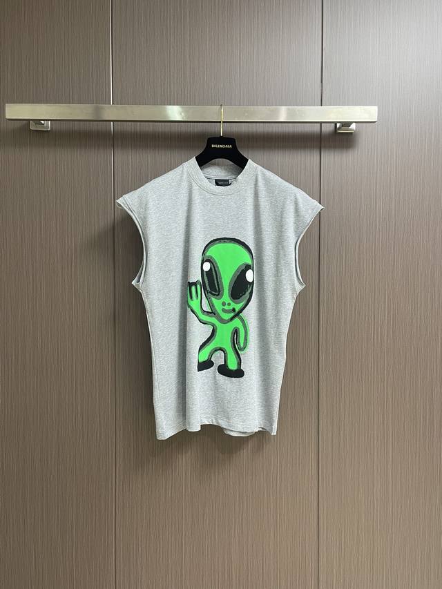 balenciaga 2025Ss New Sleeveless T-Shirt Vest With Hithg There+Dripley Artwor