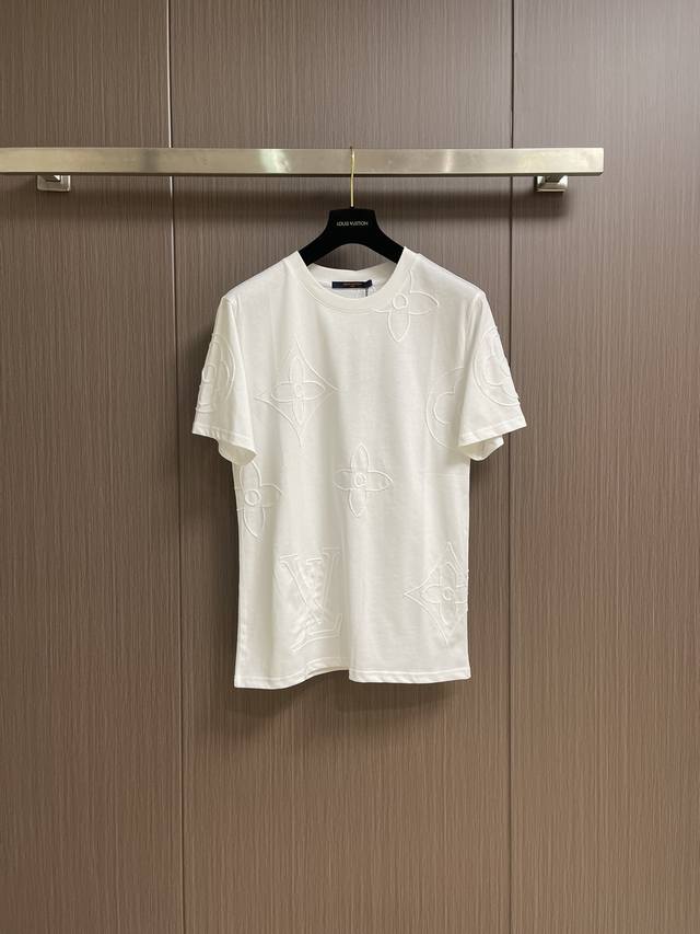 lv 3D Old Flower Logo Patch Short-Sleeved T-Shirt. Made Of Authentic Cotton D