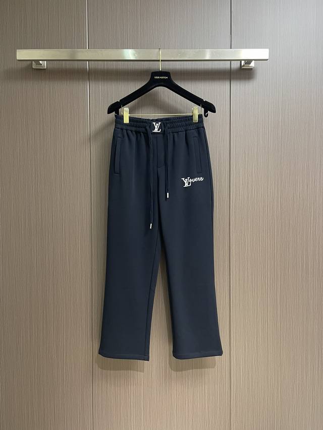 lv 2025 Spring And Summer New Elastic Waist Casual Pants Logo Pattern Embroid