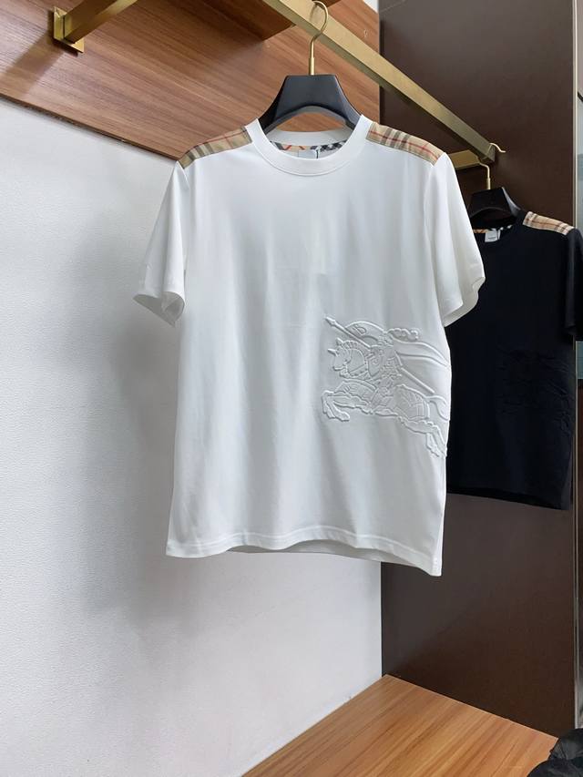 Burberry Ss New Craft Logo Pure Cotton Wide Version Round Neck Men's Short-Sleev