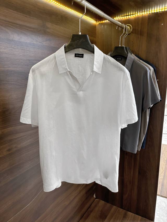 zegna 100% Linen Seagull Collar Men's Lapel Short Sleeves. The Ceiling Of The