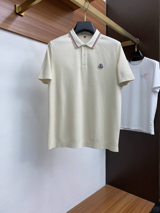 Moncler 2025 New Men's Lapel Polot Shirt Short Sleeves Imported Fabrics Are Ligh