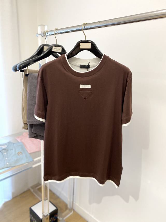 Prada 2025 Latest Short-Sleeved T-Shirt Handsome And Fashionable Chest Embroider