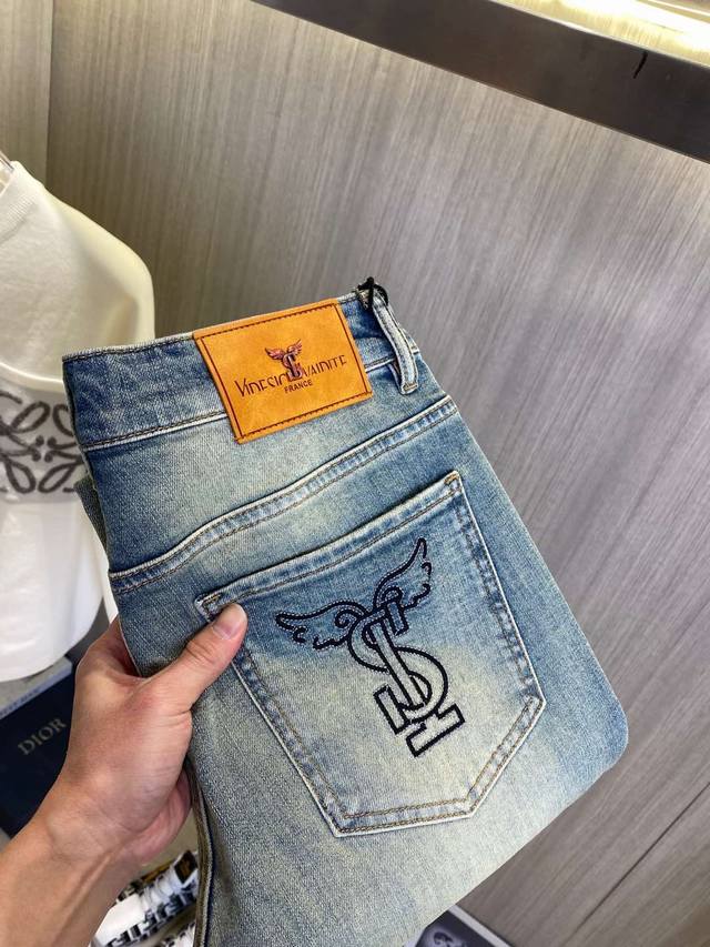ysl Saint Laurent 2025Ss New Spring And Summer Men's Jeans. Selected Imported