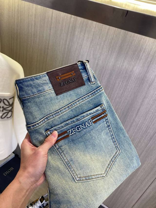 Zegna 2025Ss New Spring And Summer Men's Jeans Selected Imported Denim Denim Fab