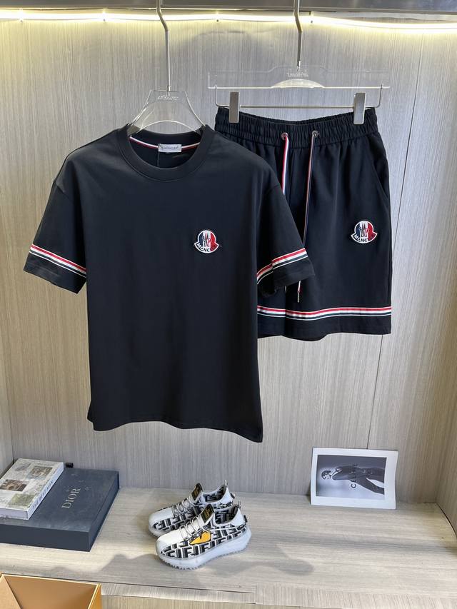 Moncler 2025Ss Round Neck Short-Sleeved Shorts Suit Pure Cotton Fabric Will Not