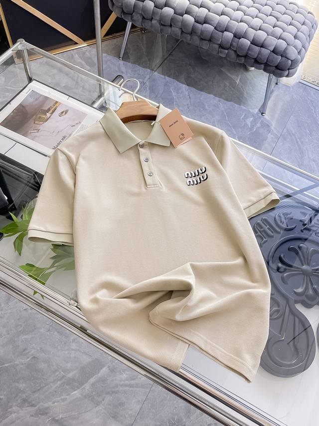 miu Miu 2025 Spring And Summer New Polo Shirt Business Casual Lapel Short-Sle