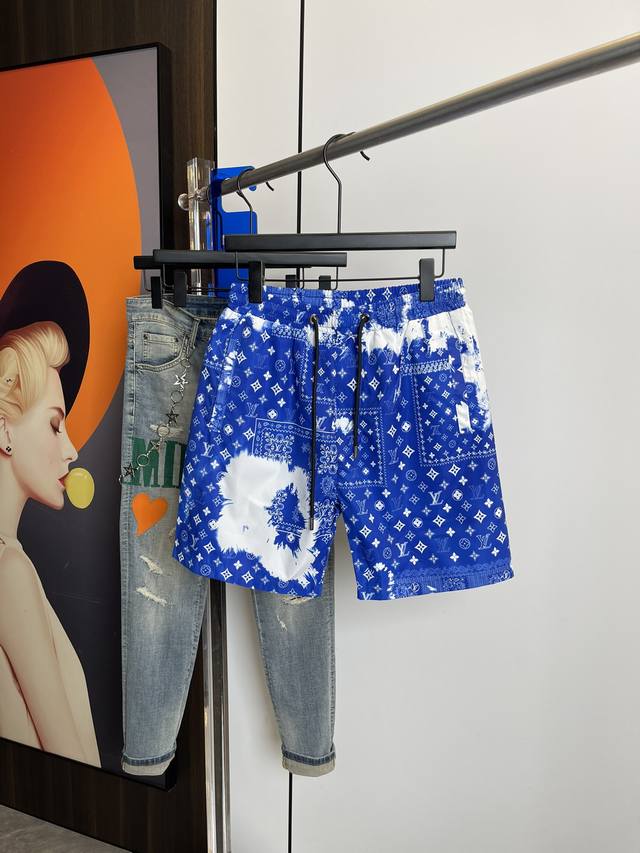 lv Louis Vuitton New Summer Men's Casual Shorts Beach Shorts High-End Custom