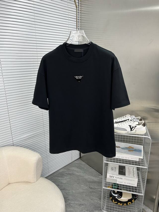 prada Prada 2025 Spring And Summer New High-Weight Heavy Round Neck Short-Sle