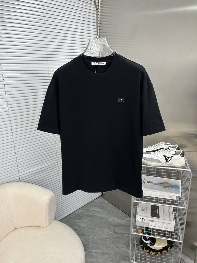 acne Studio 2025 Spring And Summer New High-Weight Heavy Round Neck Short-Sle