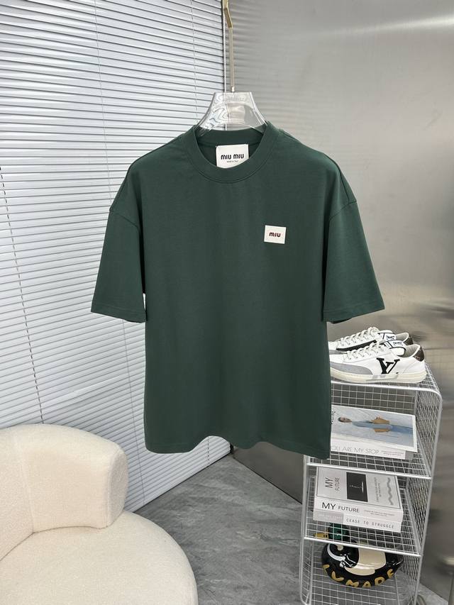 miu Miu 2025 Spring And Summer New High-Weight Heavy Round Neck Short-Sleeved