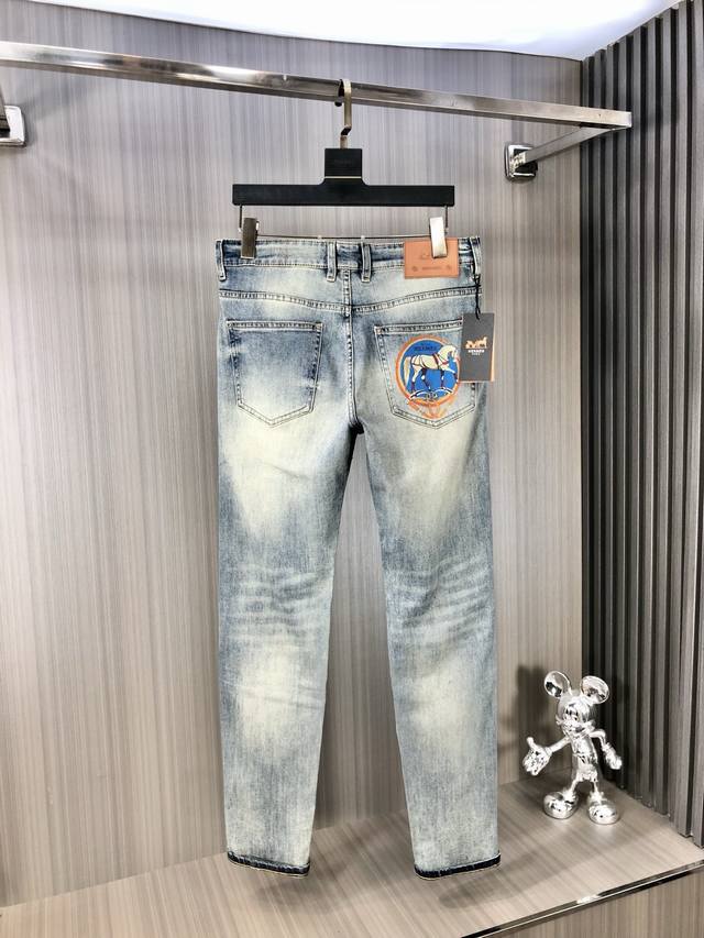 hermes Hermes 2025 Spring And Summer Latest Men's Jeans New Products Heavy Wa
